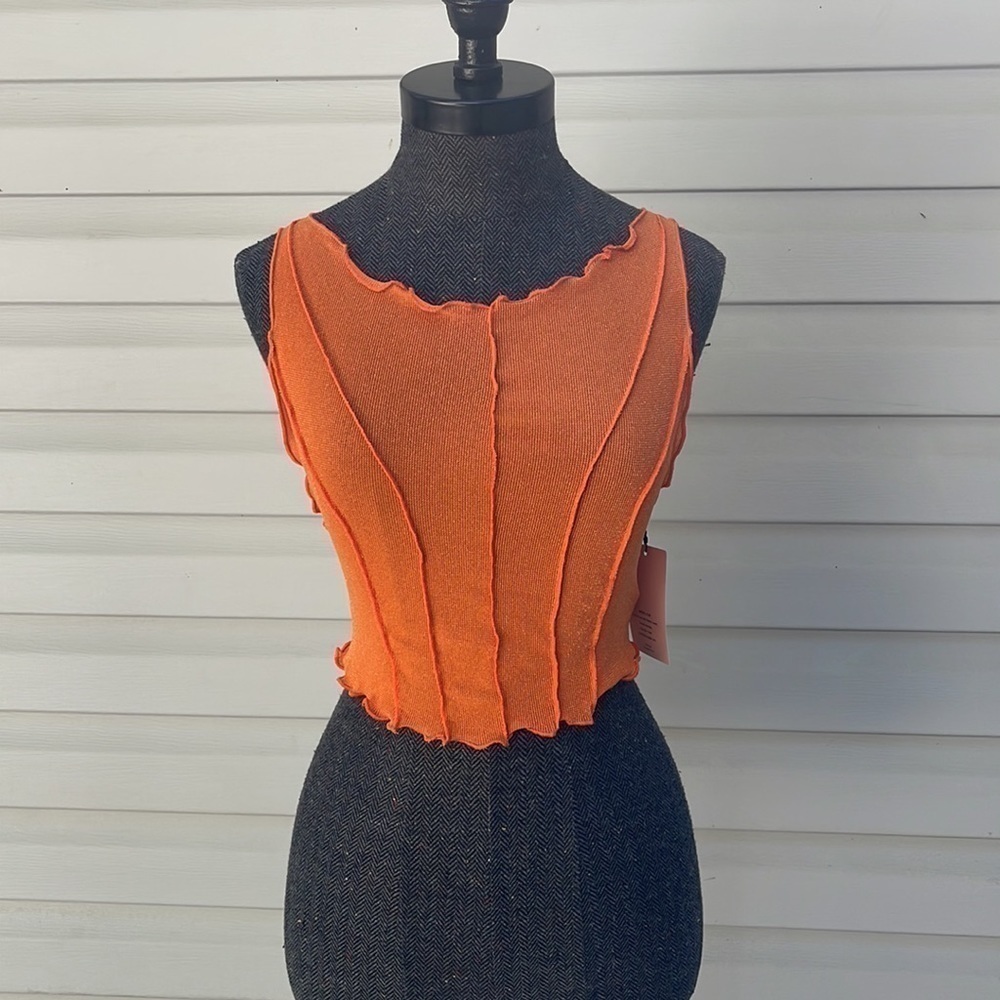 NWT High Neck Womens Lettuce Crop Tank Size Small - Picture 2 of 5